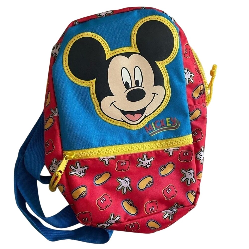 Disney Mickey Mouse Backpack Blue & Red Zip Parks Travel Kids Vacation Handy
